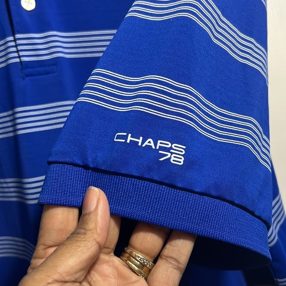 CHAPS 78 GOLF Men’s Stay Dry Polo Shirt - Blue with white stripes- Size 2XB - Picture 5 of 6